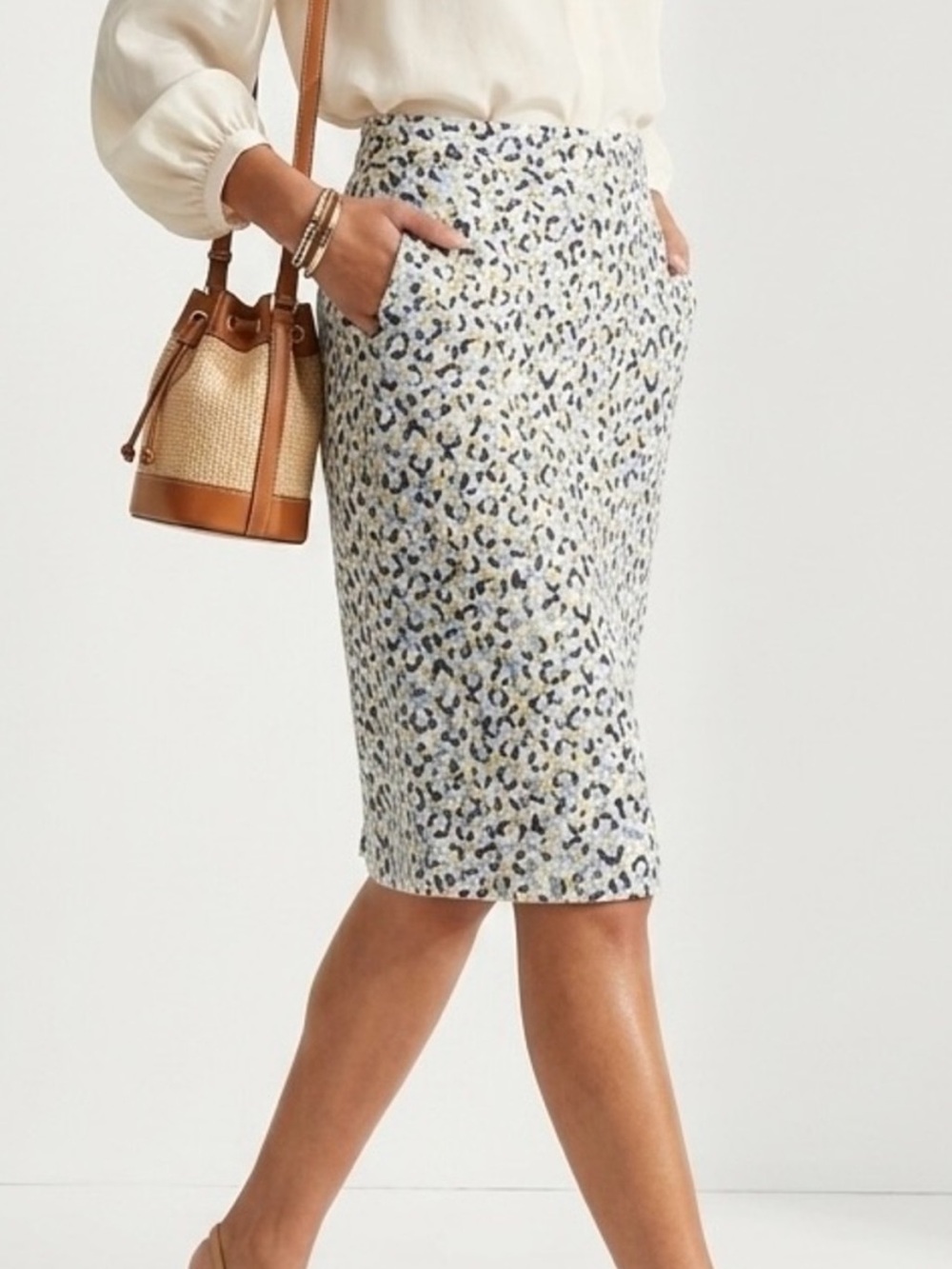 Anthropologie Maeve Jacquard Leopard Print Skirt Sz M